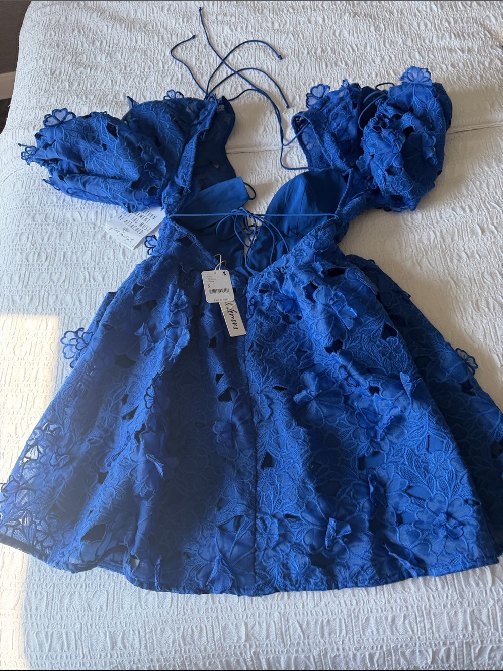 Brand new w tags For Love & Lemons Serena Blue Mini dress Small - Picture 7 of 10